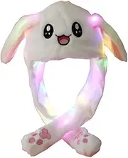YEKEYI LED Rabbit Hat With Moving Ears - Funny Bunny Plush Cap for Cosplay, Christmas Party, Holiday