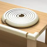 (Beige) - Furniture Edge and Corner Guards 6.2m Protective Foam Cushion 5.5m Bumper 8 Adhesive Childsafe Corners Baby Child Proofing Set NonToxic and Safe for Table, Fireplace, Countertop White
