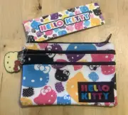 NWT VINTAGE SANRIO HELLO KITTY 3 ZIP POUCH PENCIL CASE WALLET ORGANIZER TRAVEL