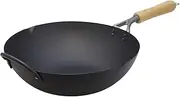 KIRAMEKI Cast Iron Chinese Wok 33CM Made in Japan WFK33 Compatible with Both IH and Gas