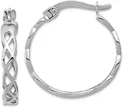 [JewelryWeb] 14k White Gold Polished Intertwined Filigree Hoop Earrings 18.1x17.8mm Wide 3.5mm Thick-Hoop Earring for Women