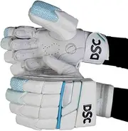 DSC Cynos 44 Batting Gloves | Color: White | Size: Youth Left Hand | Material: Leather | Three-Piece Sidebars | Leather Tabs on Fingertips | Mesh Thumb for Better Ventilation