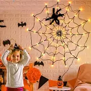 1 Pc diameter 1M 70 LED Beads Halloween with spider festival web light purple orange warm light Usb battery box power supply remote control indoor and outdoor