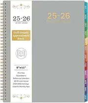 2025-2026 Appointment Book/Planner - Weekly & Monthly, 9" x 11", Large, July 2025 - June 2026, Academic Planner, 30-Minute Interval, Daily Hourly Planner, Colorful Monthly Tabs, Inner Pocket, Grey