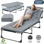 Reclining Bed Lounge Sun Beach Chair Adjustable Recliner Folding Outdoor Camping