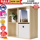 4 Cube Storage Shelf Display White/Oak/Black Bookshelf Organiser CupboardCabinet