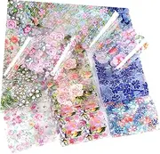 Baluue 40pcs 4 Set Vintage Floral Nail Art Stickers Assorted Color Decals for Manicure Unique Patterns in Each Set for Womens Nail Designs
