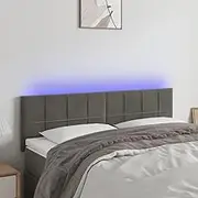 Upholstered LED Headboard for Bed Frame, Adjustable Height Velvet Headboard, Dark Grey 144 cm Wall Mounted Panel