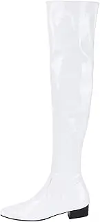 [JIEEME] Patent Leather Fashion Pointed Toe Block Heel Zipper Low Heel with 3.5 cm Comfortable Over-The-Knee Boots for Women Big Size 35-46 t88432