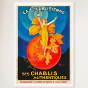 Galrie Elegant La Chablisienne Authentic Chablis Wine Vintage Poster for Home Decor, White Frame, 70 x 100cm (28 x 40inch)