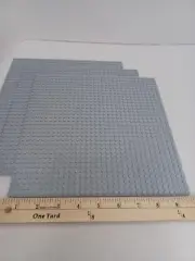 Building Block Base Plate 32x32 Dots Studs Base Plates 10"x10" Grey - LOT OF 3