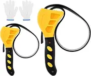 [Hogurin] Rubber Strap Adjustable Wrench Set, 2pcs Oil Filter Wrench Diameter 6" and 8" with Labour Gloves, Universal Wrenc-h as Jar Opener, Pipe Wrenc-h, Plumber Tools, Faucet Tool