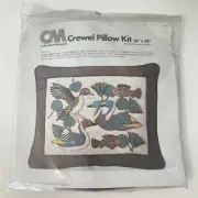 Vtg Columbia Minerva Crewel Pillow Kit Egyptian Water Fowl #7839 16"x13" NEW