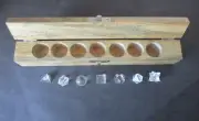 7pc Clear Crystal Quartz Sacred Geometry Set w/ Merkaba Star Gemstone Wooden Box