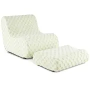CostwayBean Bag Chair with Ottoman Bean Bag Sofa Chair with High Elasticity Sponge-Green
