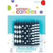 Black & White Patterned Candles (Pack of 10)