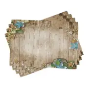 Pearls Place Mats Set of 8, Flowers Pearls and Placemat 8 pcs Brown and Blue