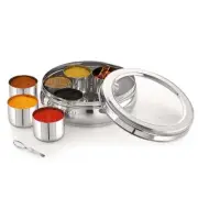 Stainless Steel 7 Containers Masala Dabba with See Through Lid, ( 1.5 Ltr )