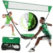 Portable Badminton Net Set with Storage Base, Rackets Lightning Shuttlecocks