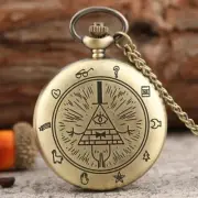 Vintage Town Design Unisex Quartz Analog Pocket Watch Necklace Chain