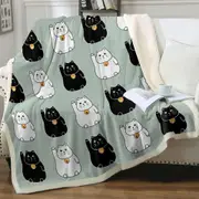 Black and White Lucky Cats Throw Blanket
