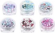Vaguelly 6 Boxes Heart Nail Sequins Flakes for DIY Nail Art Body Makeup and Craft Projects Manicure Accessories with Glittering Designs for and Personalization