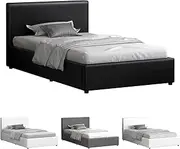 ALFORDSON Bed Frame with Gas Lift Storage Base King Single Size, Bed Platform Foundation with PU Leather Upholstered Tufted Headboard for Mattress Topper, Tricia Black