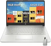 HP Premium Stream 14" HD BrightView Laptop, Intel Celeron N4120, 8GB RAM, 64GB eMMC, Intel UHD Graphics, HD Webcam, 1 Year Office 365, WiFi 5, Bluetooth, Win 11s, Silver, 32GB Hotface USB Card