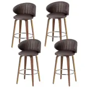 4x Artiss Bar Stools Dining Chairs Contoured Leather Wood Stool