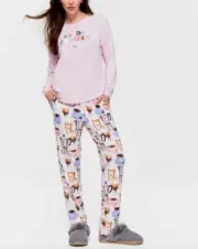 NEW PETER ALEXANDER COFFEE PLUSH PJ TOP + PANTS SET WOMENS XL RRP$169.90