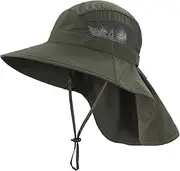 [Home Prefer] UPF50 Wide Brim Kids Sun Hat Neck Flap Boys Sun Protection Beach Hat