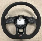 Audi RS Line A4 A5 S4 S5 Flat Bottom Full Alcantara Black Steering Wheel #A1