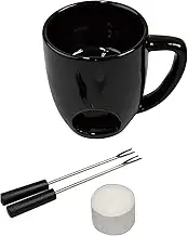 Fine FIN-974BK Small Fondue Mug Set, Cheese Fondue, Chocolate Fondue, Home, Home, Time, Easy to Enjoy, Goods, Candle, Tabletop, Black