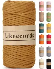 4mm Single Strand Macrame Cord 80m Colored Cotton Rope for Wall Hanging Caramel