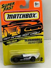 1993 MATCHBOX SUPERFAST #62 PURPLE/WHITE OLDSMOBILE AEROTECH NEW ON CARD