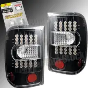 FORD RANGER CLEAR LENS BLACK RED LED TAIL LIGHTS + LED WHITE LICENSE PLATE BULBS (for: Ford)