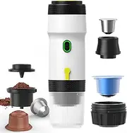 Portable Espresso Maker, 20 Bar Mini Coffee Maker for Travel with USB, Self-Heating Camping Coffee Maker, Compatible With NS Capsules & Ground Coffee, for Car, Camping, Hiking, Office, RV