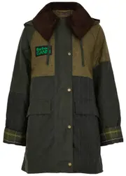 Barbour X Ganni Burghley Panelled Waxed Jacket - Olive - 6 (UK6 / XS) 6 (UK6 / XS)