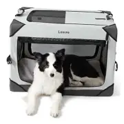 Lesure Collapsible Dog Crate - Portable Travel Kennel for Large Dog, 4-Door