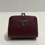Prada | Small Burgundy Vintage Leather Coin Pouch With Clasp