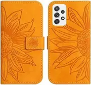 Compatible with Samsung Galaxy A23 4G Cover,Compatible with Samsung Galaxy A23 4G Flip Kickstand Card Slots Magnetic Closure Phone Case Yellow