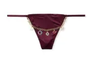 Victoria Secret Very Sexy Charm Chain V-String Panty Sz L - Kir Burgundy
