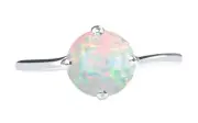 14KT White Gold With 1.00 Carat Round Cut Natural Australian Full Fire Opal Ring