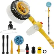 Auto Rotating Car Wash Brush Adjustable Auto Foaming Brush with Long Handle 360° Spin Brush Head High Pressure Cleaning Tool Multifunctional Car Automatic Foam Cleaning Kit for Home Car