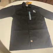 New Carhartt Short Sleeve Button Shirt w Logo Black M Pabst Blue Ribbon