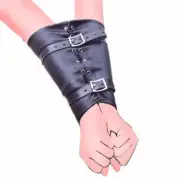 Adjustable Leather Back Bondage Armbinder Wrist Cuffs Handcuffs BDSM Restraint