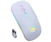 Wireless Mouse RGB Rechargeable Silent Mouse-White