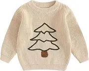 [Geagodelia] Christmas Knitted Jumper Baby Girl Boy My First Christmas Embroidered Oversized Knit Sweater Pullover Winter Knitwear Newborn Baby Christmas Outfit