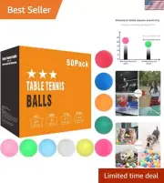 50 Pack Colored Ping Pong Balls - Durable ABS for Ultimate Play