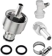 Ball Lock Disconnect Carbonation Cap - Stainless Steel Carbonation Cap with 5/16" Barb Ball Lock Type, Including Gas Ball Lock Disconnect, 5/16" Swivel Nut and Beer Clamp, fit Soft Drink PET Bottles